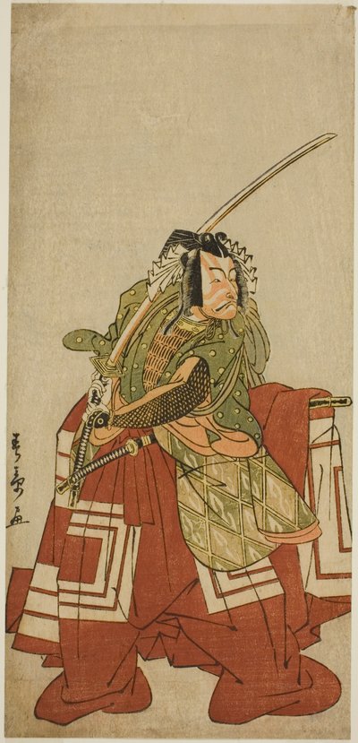 Skuespilleren Ichikawa Danjuro V som Arakawa Taro i Play Date Nishiki Tsui no Yumitori, fremført på Morita Theatre i den ellevte måneden, 1778 av Katsukawa Shunsho