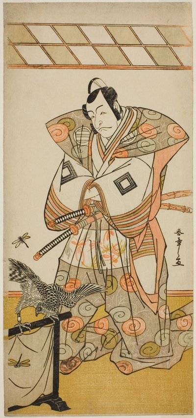 Ichikawa Dan Juro V As Ashikaga Takauji-medlem Te Pay Kaerihana Eisuke Taiheiki, fremført ved Te Nakamura Tee-medlem Te Eventh Gate, 1779 av Katsukawa Shunsho