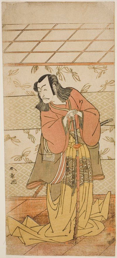 Skuespilleren Ichikawa Danjuro V som Ashiya Doman i stykket Kikyo-zome Onna Urakata, fremført på Morita Theatre i den syvende måneden, 1776 av Katsukawa Shunsho