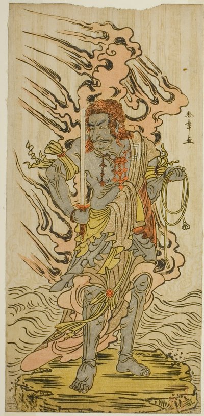 Skuespilleren Ichikawa Danjuro V som et steinbilde av Fudo Myoo i stykket Kitekaeru Nishiki no Wakayaka, fremført på Nakamura Theatre i den ellevte måneden, 1780 av Katsukawa Shunsho