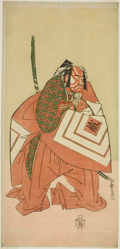 Skuespilleren Ichikawa Danzo III som Sanada no Yoichi (?) i stykket Sanada no Yoichi Banjaku no Iezuto (?), fremført på Morita Theatre (?) i den ellevte måneden, 1767 (?) av Katsukawa Shunsho