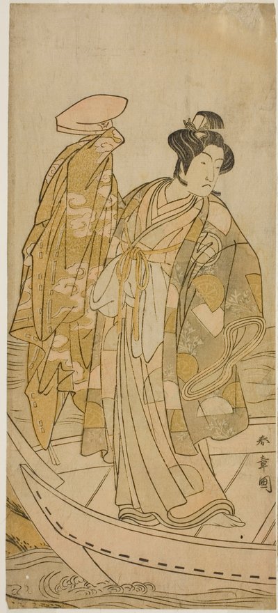 Skuespilleren Ichikawa Monnosuke II som Minamoto no Yorinobu i stykket Kikujido Shuen no Iwaya, fremført på Morita Theatre i den ellevte måneden, 1775 av Katsukawa Shunsho