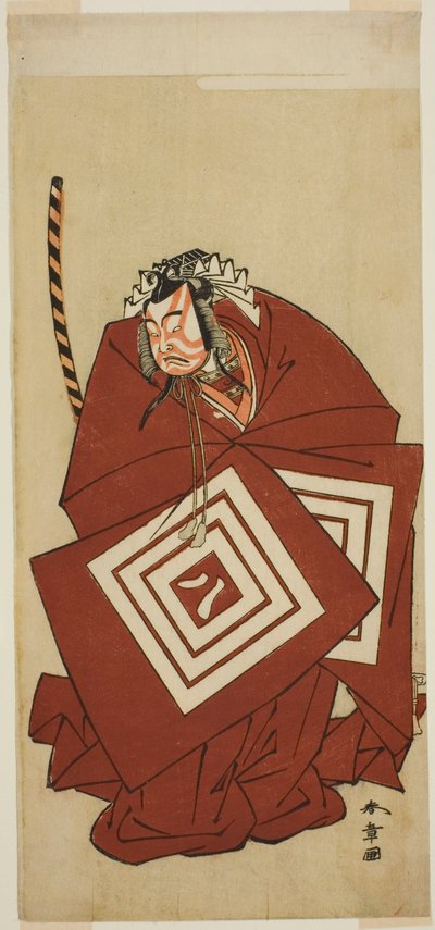 Skuespilleren Ichikawa Yaozo II som Hachio-maru Aratora i stykket Chigo Sakura Jusan Kane, fremført på Ichimura Theatre i den ellevte måneden, 1774 av Katsukawa Shunsho