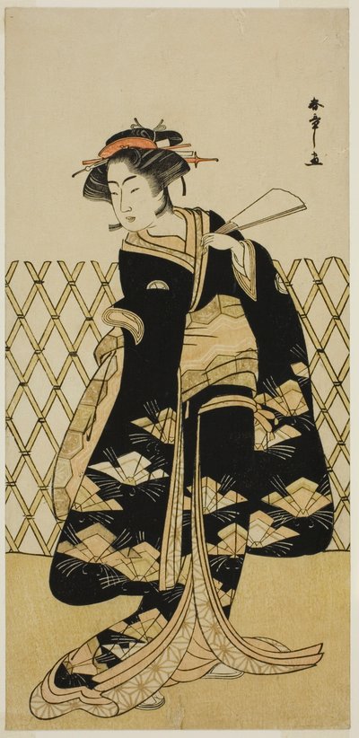 Skuespilleren Iwai Hanshiro IV som Mitsuogiya Usukumo i stykket Shida Choja-bashira, fremført på Nakamura Theatre i den åttende måneden, 1781 av Katsukawa Shunsho