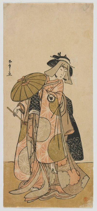 Skuespilleren Iwai Hanshiro IV som reisende, Edo-perioden, ca. 1790 (treblokktrykk i farger) av Katsukawa Shunsho