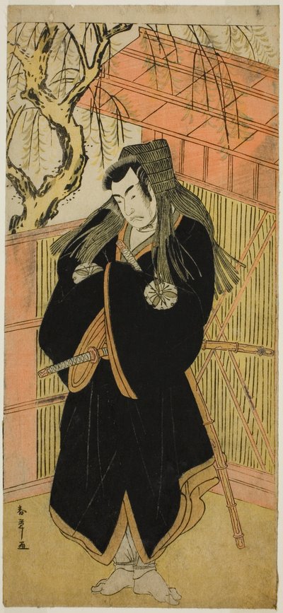 Skuespilleren Matsumoto Koshiro IV som Matsuo-maru (?) i stykket Sugawara Denju Tenarai Kagami (?), fremført på Nakamura Theatre (?) i den fjerde måneden, 1779 (?) av Katsukawa Shunsho