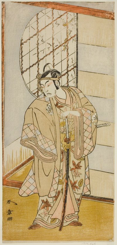 Skuespilleren Matsumoto Koshiro IV som Matsuo-maru i stykket Sugawara Denju Tenarai Kagami, fremført på Nakamura Theatre i den niende måneden, 1773 av Katsukawa Shunsho