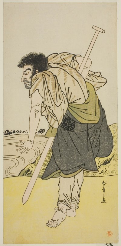 Skuespilleren Nakamura Nakazo I som overløpermunken Dainichibo i stykket Edo Meisho Midori Soga, fremført på Morita Theatre i den andre måneden, 1779 av Katsukawa Shunsho