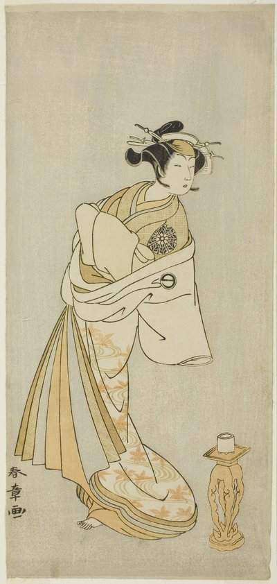 Skuespilleren Nakamura Noshio I som ånden til kurtisanen Takao, i Shosagoto-dansesekvensen "Sono Utsushi-e Matsu ni Kaede" (Et skyggebilde av furu og lønn), den siste scenen i del to av stykket Keisei Momiji no Uchikake (Kurtesan i en Over-K av Katsukawa Shunsho