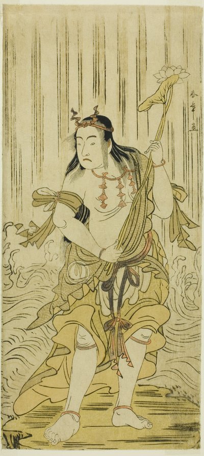 Skuespilleren Sawamura Sojuro III som Kongara Doji i Play Kitekaeru Nishiki no Wakayaka, fremført på Nakamura Theatre i den ellevte måneden, 1780 av Katsukawa Shunsho