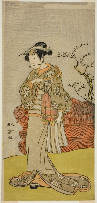 Verden til årets første snø, verden av den første snøen, perforert i Morita, 1773 av Katsukawa Shunsho