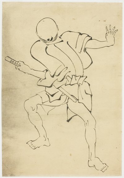 Bevæpnet betjent (studie), ca. 1815-1849 (blekk på papir) av Katsushika (school of) Hokusai