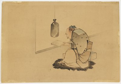 Scholar Reading at a Window, ca. 1850 (blekk og farger på papir) av Katsushika (school of) Hokusai