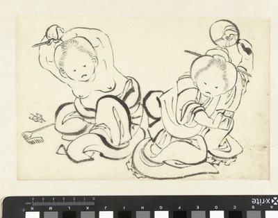 To kvinner klipper seg av attributed to Katsushika Hokusai