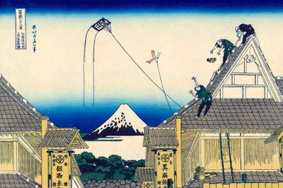 En skisse av Mitsui-butikken i Suruga i Edo, 1830-1833. av Katsushika Hokusai