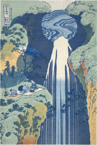 Amida Waterfall Deep in the Distance på Kiso Road, fra serien Tour of Waterfalls in Various Provinces av Katsushika Hokusai