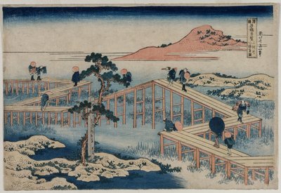 Et eldgammelt bilde av broen med åtte deler i Mikawa-provinsen (fra serien Curious Views of Famous Bridges in the Provinces) av Katsushika Hokusai