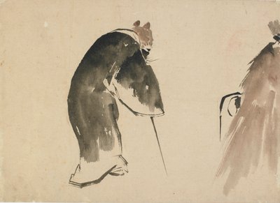 En gammel mus kledd i en svart kappe, sent på 1700- og begynnelsen av 1800-tallet. av Katsushika Hokusai