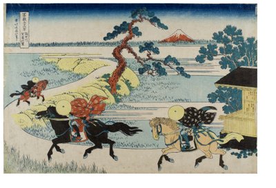 Barriereby ved Sumida-elven fra serien Trettiseks utsikt over Fuji-fjellet, ca. 1831–1833 (tresnitt på papir) av Katsushika Hokusai