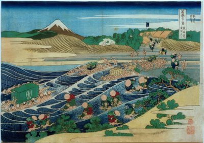 Fuji-fjellet sett fra Kanaya på Tôkaidô-veien av Katsushika Hokusai