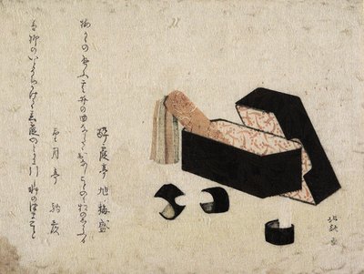 Black Lacquer Box med Koto Strikers av Katsushika Hokusai