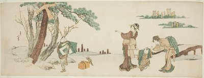 Gutt som slipper en drage av Katsushika Hokusai