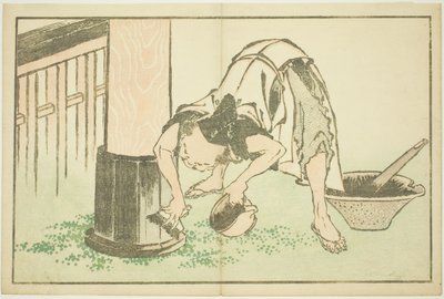 Håndverker som jobber med Temple, fra The Picture Book of Realistic Paintings of Hokusai (Hokusai shashin gafu) av Katsushika Hokusai