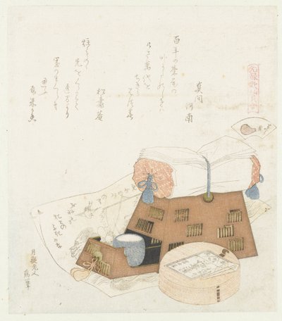 Puteskallet Makuragai (tittel på objekt) En sammenligning av Genroku-dikt og skjell (serietittel) Genroku kasen kaiawase (serietittel på objekt) av Katsushika Hokusai