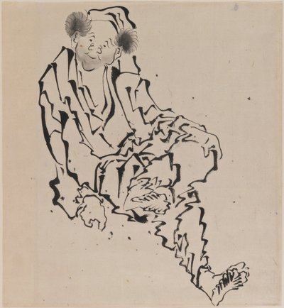 Tegning av en mann sittende med venstre ben hvilende over høyre kne (blekk på papir) av Katsushika Hokusai