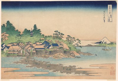 Enoshima lege og medlem Sagami P Rovinse (grov sake Enoshima), fra serien "Ti rty x view of fjellet Fuji (Fugaku Usaju Rokukatsu)" av Katsushika Hokusai