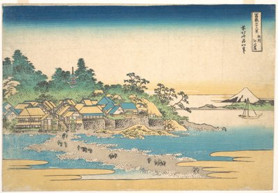 Enoshima i Sagami-provinsen (Sōshū Enoshima), fra serien «De tretti-seks utsiktene over Fuji-fjellet» (Fugaku sanjūrokkei) av Katsushika Hokusai