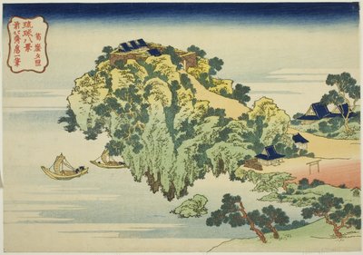 Evening Glow at Jungai (Jungai sekisho), fra serien "Eight Views of the Ryukyu Islands (Ryukyu hakkei)" av Katsushika Hokusai