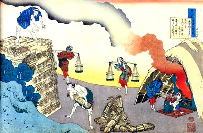 Fra serien Hundred Poems by One Hundred Poets: Fujiwara no Teika, c1830. av Katsushika Hokusai