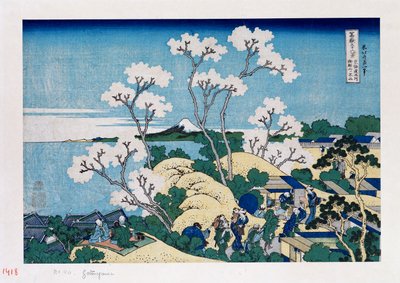 Fuji fra Gotenyama ved Shinagawa på Tokaido", fra serien "The Thirty-Six Views of Mt. Fuji" av Katsushika Hokusai