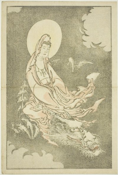 Goddess Riding a Dragon, fra The Picture Book of Realistic Paintings of Hokusai (Hokusai shashin gafu), ca. 1814 (treblokktrykk i farger (albumark)) av Katsushika Hokusai