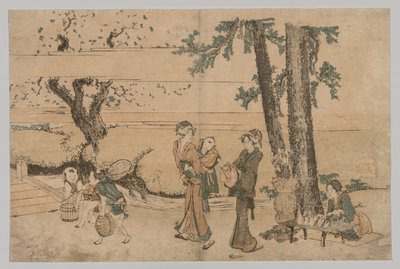 Gruppe av figurer nær en bekk, 1760-1849. av Katsushika Hokusai