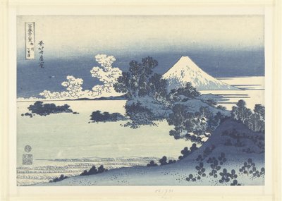 Shichiri-ga-hama-stranden i Sagami-provinsen Soshu Shichiri-ga-hama (tittel på objekt) 36 Utsikt over Mount Fuji (serietittel) Fugaku sanjurokkei (serietittel på objekt) av Katsushika Hokusai