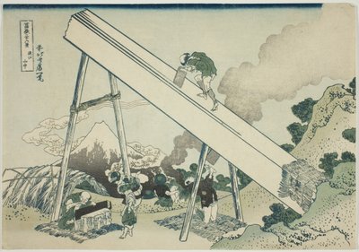 In the Mountains of Totomi (Totomi sanchu), fra serien "Thirty-six Views of Mount Fuji (Fugaku sanjurokkei)" av Katsushika Hokusai