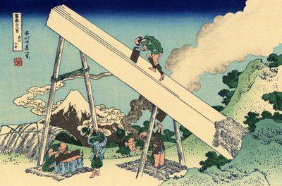I Totomi-fjellene, ca. 1830 (treblokktrykk) av Katsushika Hokusai