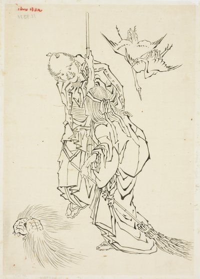 Jo and Uba; Theme of Takasago, ca. 1815-1849 (ink on paper) av Katsushika Hokusai