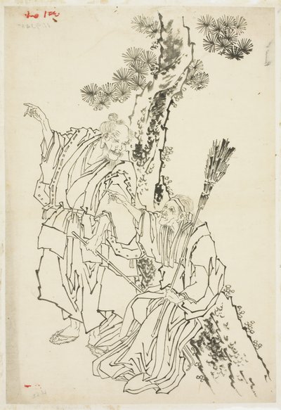 Jo and Uba; Theme of Takasago, ca. 1815-49 (ink on paper) av Katsushika Hokusai