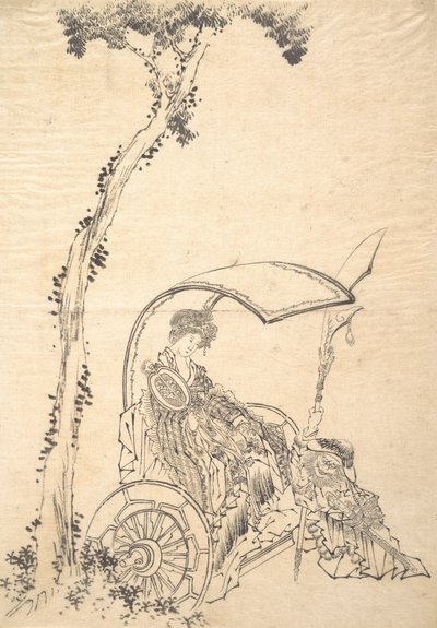 Dame i en vogn. av Katsushika Hokusai