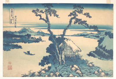 Suwa-sjøen i Shinano-provinsen (Shinshū Suwako), fra serien «De tretti-seks utsiktene over Fuji-fjellet» (Fugaku sanjūrokkei) av Katsushika Hokusai