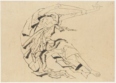 Langarmet mann som strekker seg, Edo-perioden, 1800-tallet. av Katsushika Hokusai