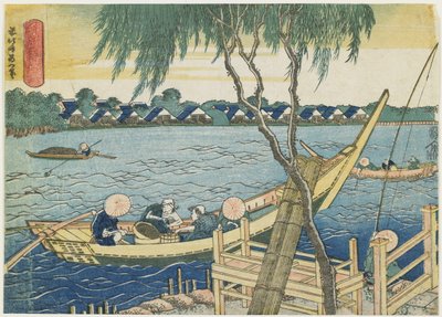 Langlinefiske på Miyato-elven, 1832-1834 av Katsushika Hokusai