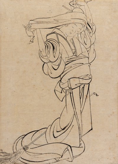 Jomfru som spiller en samisen, sent på 1700- og tidlig på 1800-tallet. av Katsushika Hokusai