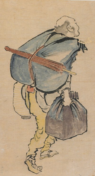 Mann som bærer ryggsekk og lykt, sent på 1700-tallet - begynnelsen av 1800-tallet. av Katsushika Hokusai