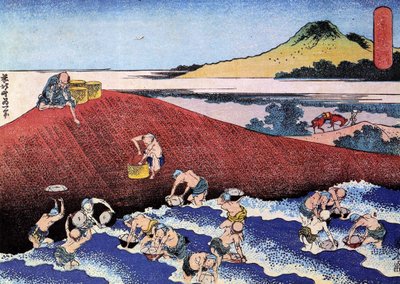 Tusen utsikter over havet, Japan: fiskere på kysten. (Skrive ut av Katsushika Hokusai