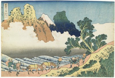 Minobu-elven og Fuji-fjellet sett fra baksiden, 1831-1834 av Katsushika Hokusai