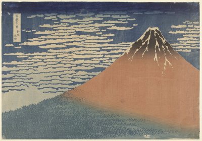 Mount Fuji i klart vær (også kjent som Red Fuji), ca. 1830 (treblokktrykk) av Katsushika Hokusai